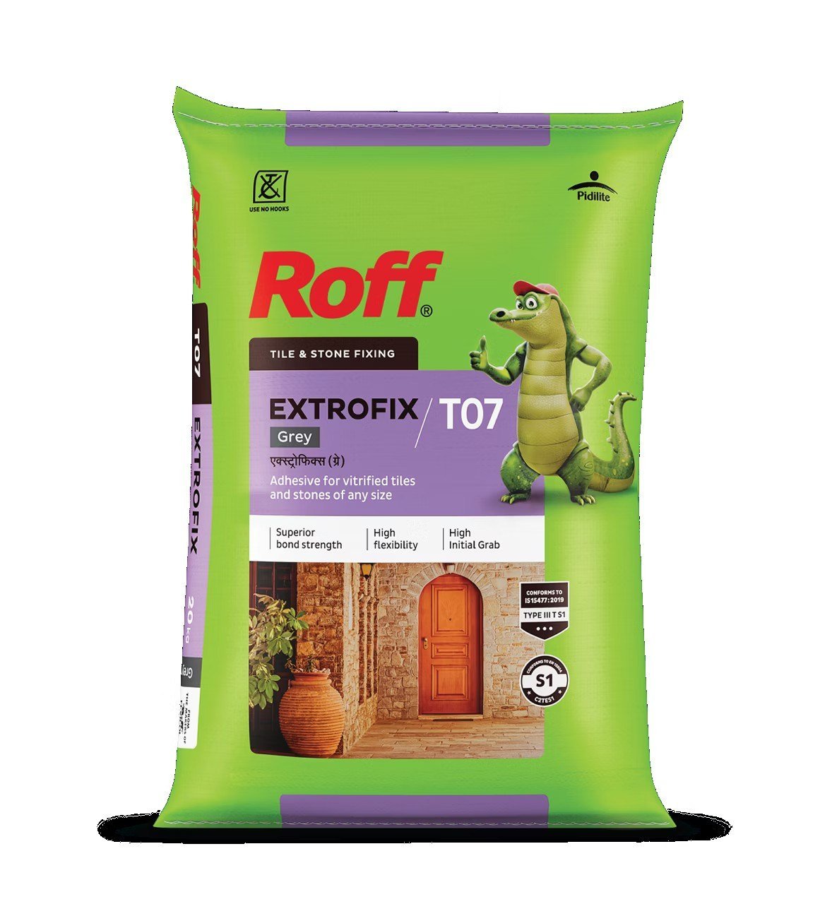 product-jpeg Roff T07 Extrofix Tile Adhesive, Grey, 20 Kg Bag - Image 1